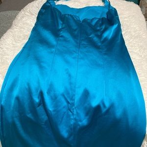 Teal blue silk dress